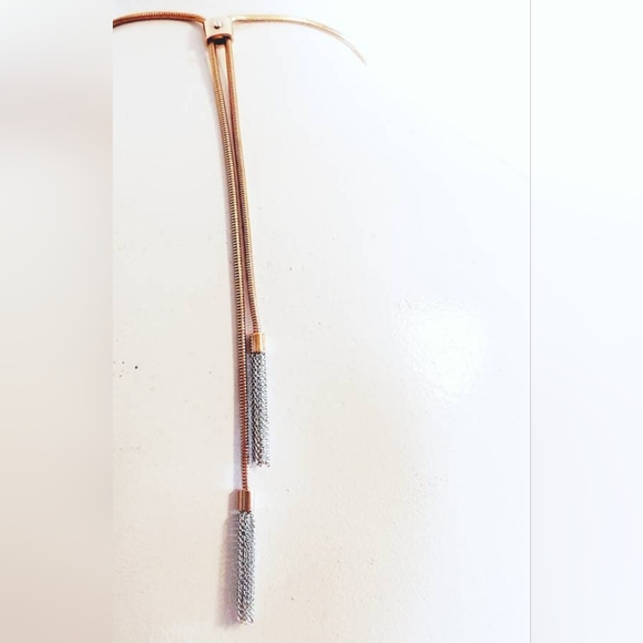 Henri Bendel art deco triple strand gold finish necklace tassle Statement - Picture 3 of 10